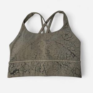 size 4 lululemon energy longline bra (thread dye rover black)